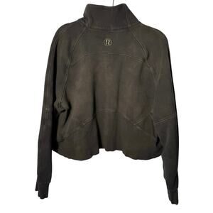 Lululemon Oversized Crop Half Zip Scuba Pullover Funnel Neck Green XL/XXL FLAWED